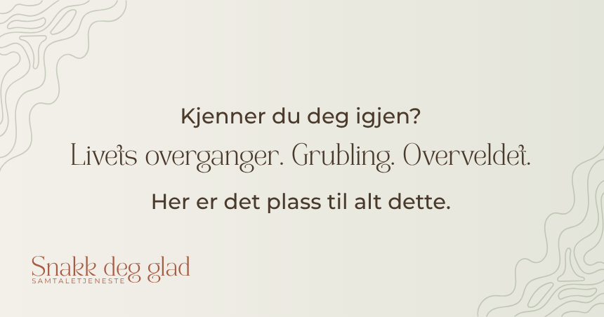 snakk deg glad. lavterskel samtaletjeneste